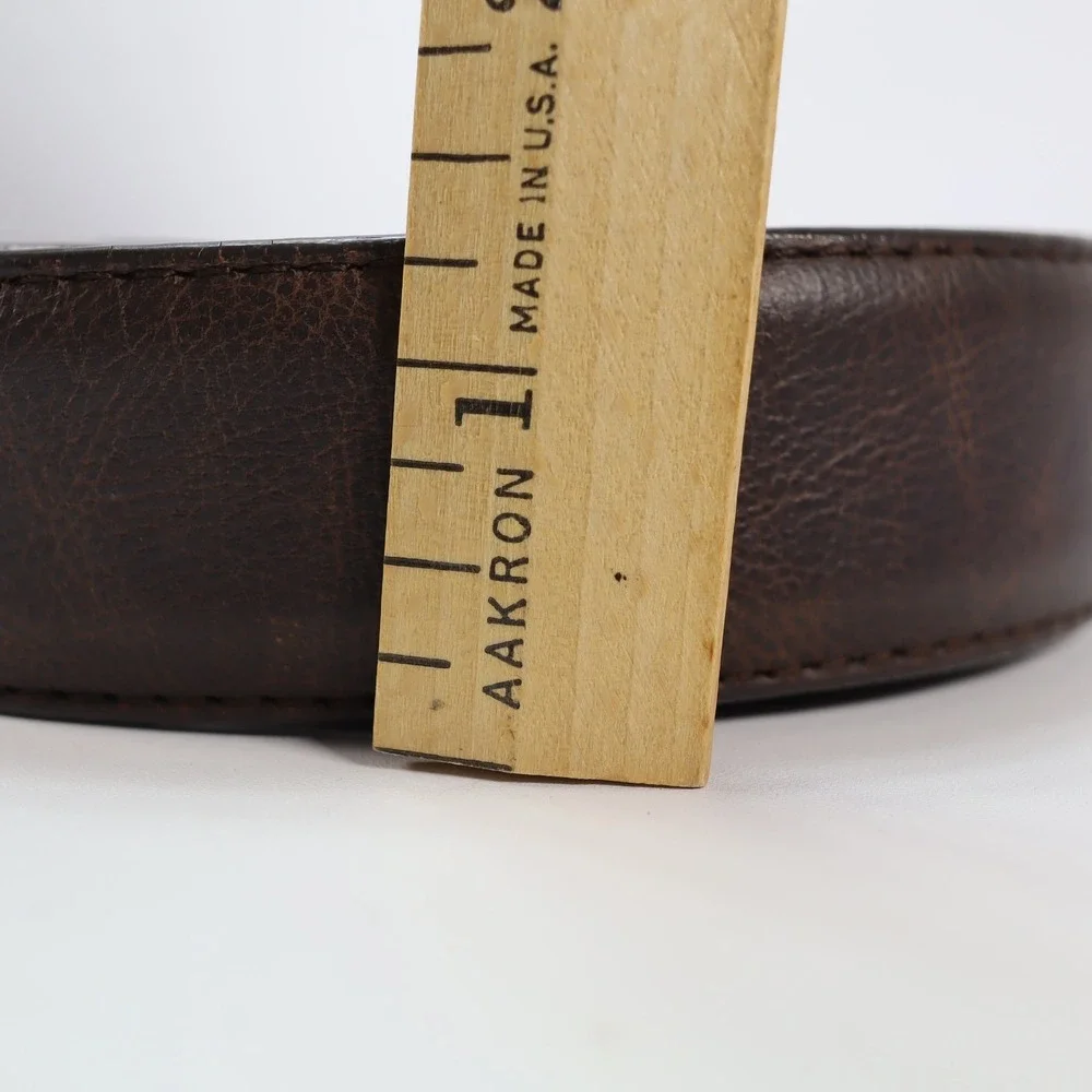 PETER MILLAR Leather Casual Dress Belt Solid Dark Brown Mens Size 42 USA Made